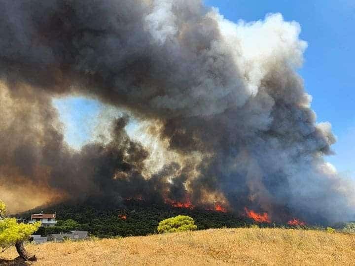 Φωτιά στην Κερατέα: «Έχουν καεί σπίτια»