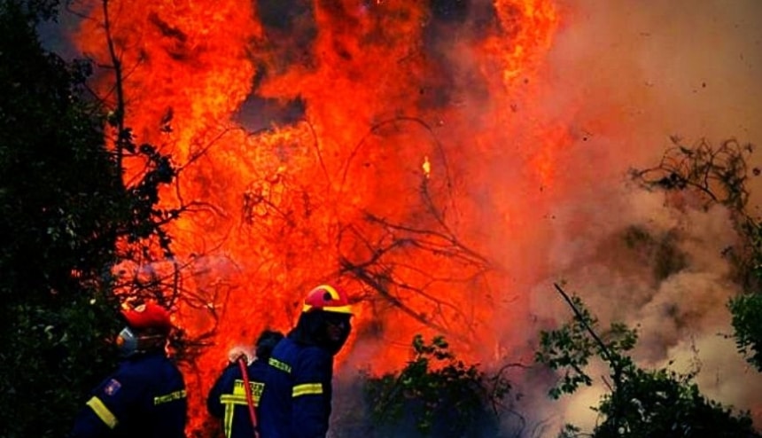Φωτιά στην Εύβοια: Στο Αγριοβότανο οι φλόγες σταμάτησαν στη θάλασσα!